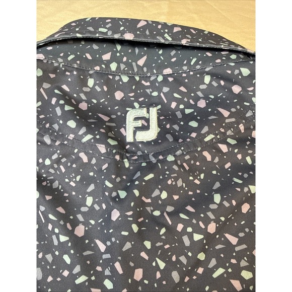 FootJoy Polo Shirt Mens Large Golf Performance Stretch Blue Geometric Print - Picture 6 of 10
